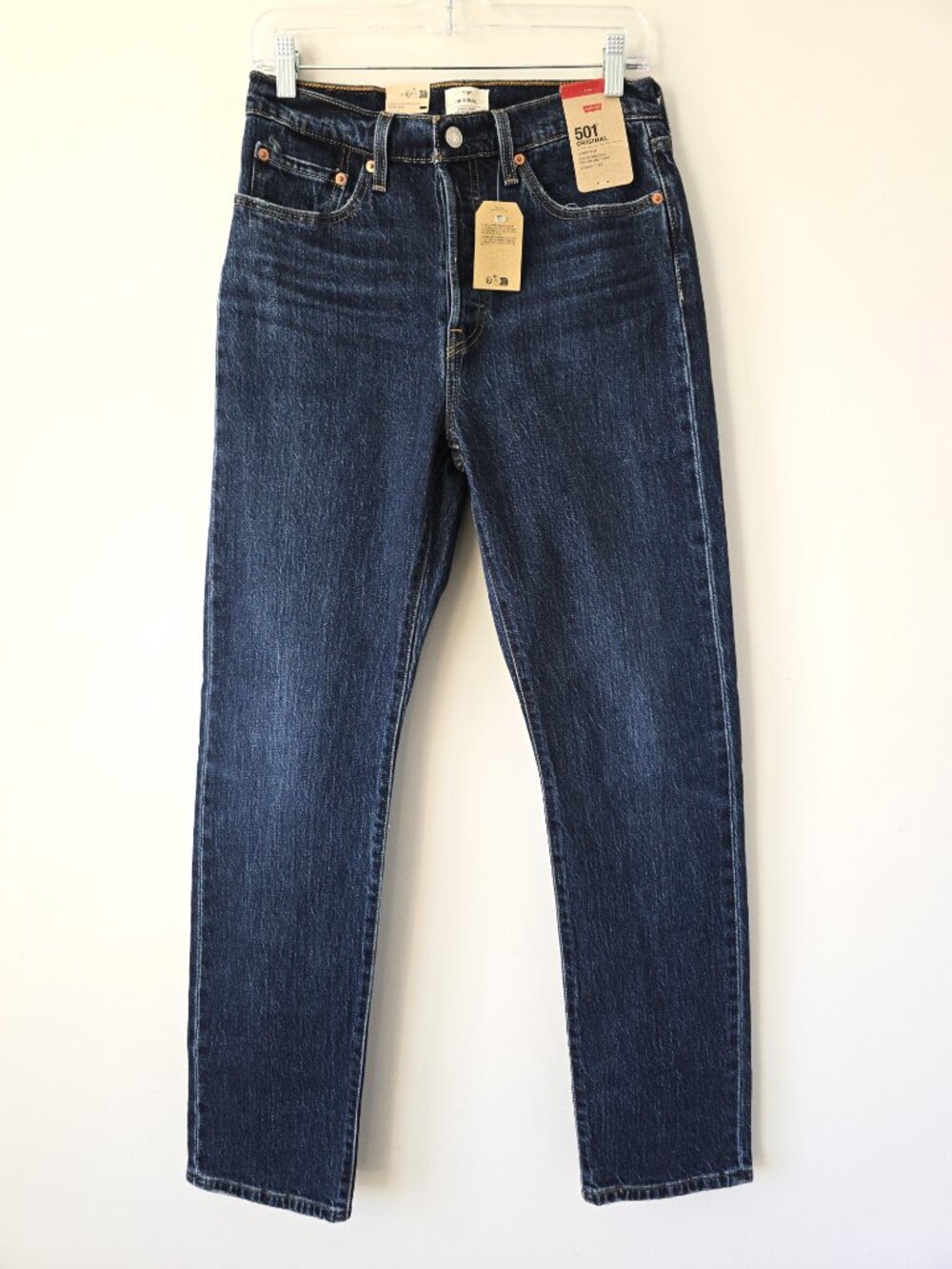 Levi's 501 Original Straight Jeans 28 Dark Wash Button Fly 90s NWT